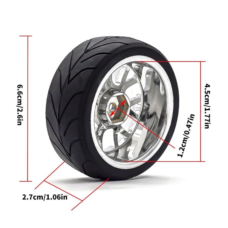 Precise Remote Control Replacement Wheel Tires with 12mm Adapter for 1/10 Model Car Drift Car Modification Accessories