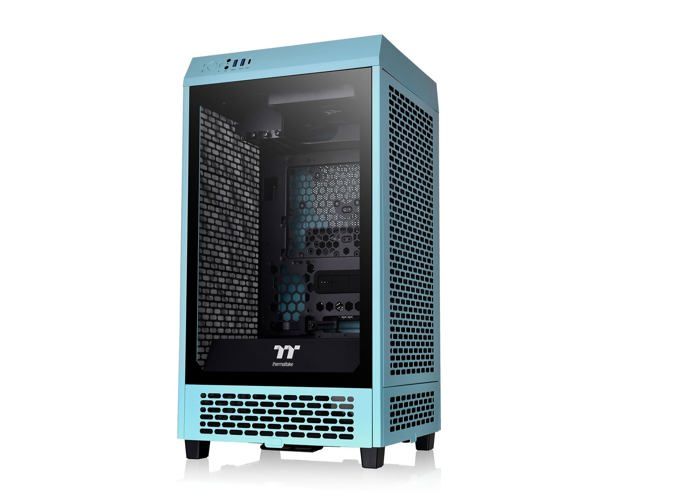 Boîtier pc - thermaltake - the tower 200 - turquoise - 2 ventilateurs - mini-tour