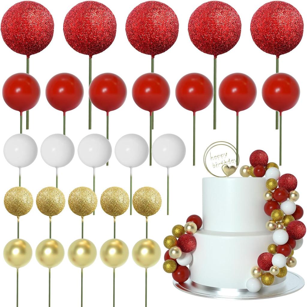 50 Pcs Ball Cake Topper Foam Balls Cake decorations for Baby Shower Cake Birthday Cake Toppers Decorations