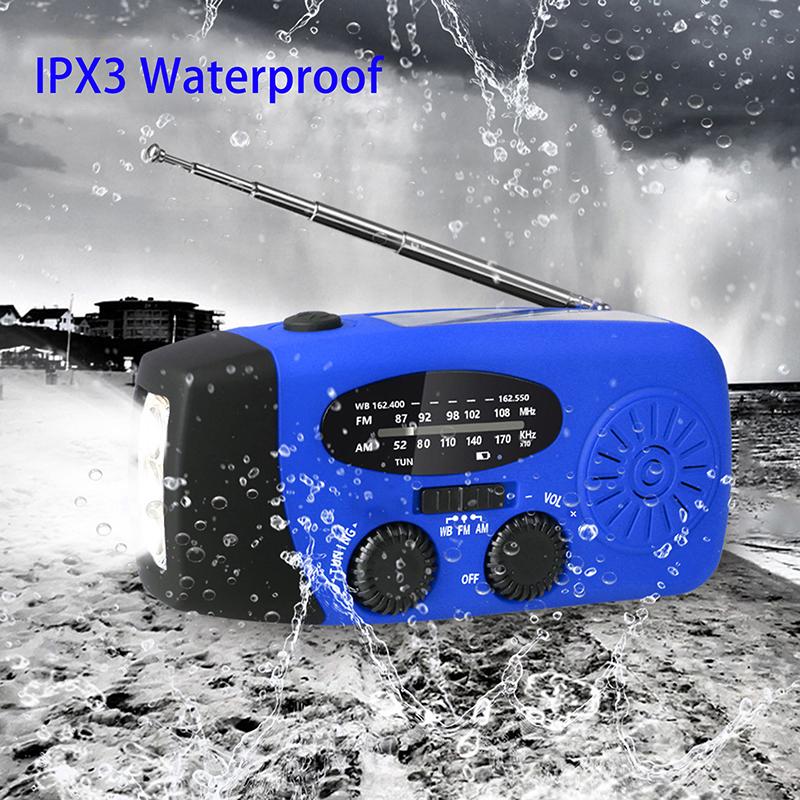 Radio de urgență cu manivelă cu lanternă LED pentru urgență, radio meteo portabil pentru camping în aer liber, radio de urgență