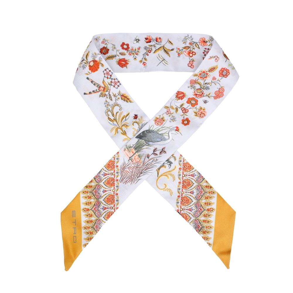 Etro Flora And Fur Motif Paisley Skinny Twill Silk Scarf Wata0016ake17 X0882 WATA0016AKE17 X0882