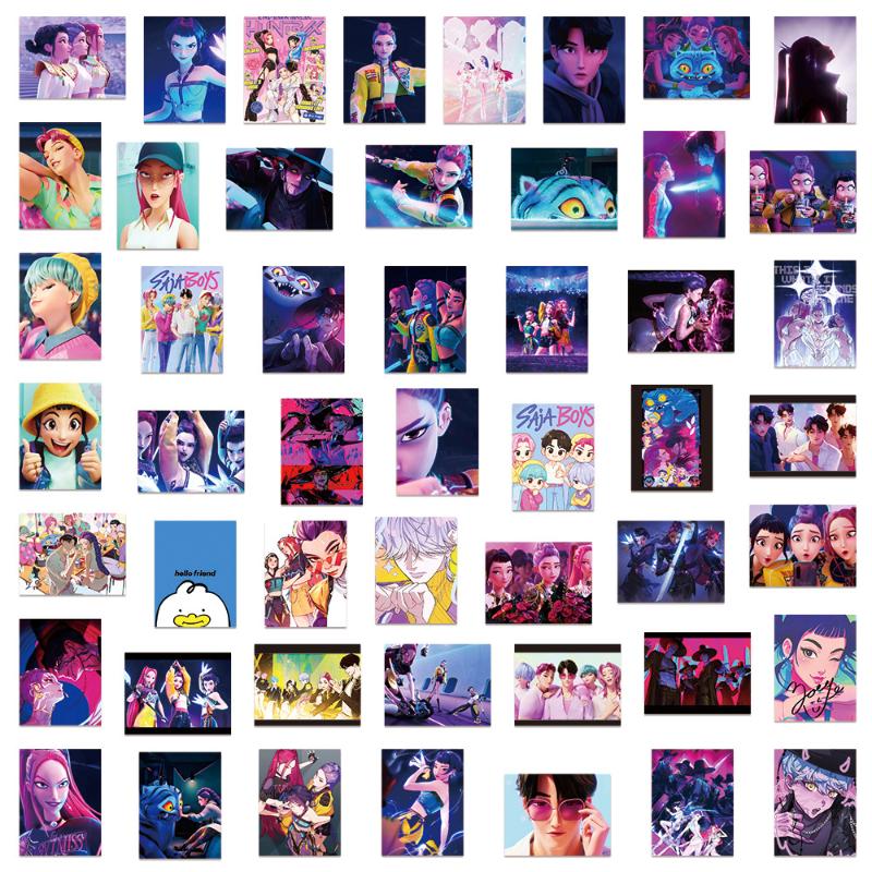 50Pcs Anime Kpop Demon Hunters Stickers Diy Stickers Scrapbooking Phone Luggage Notebook Skateboard Waterproof Decals