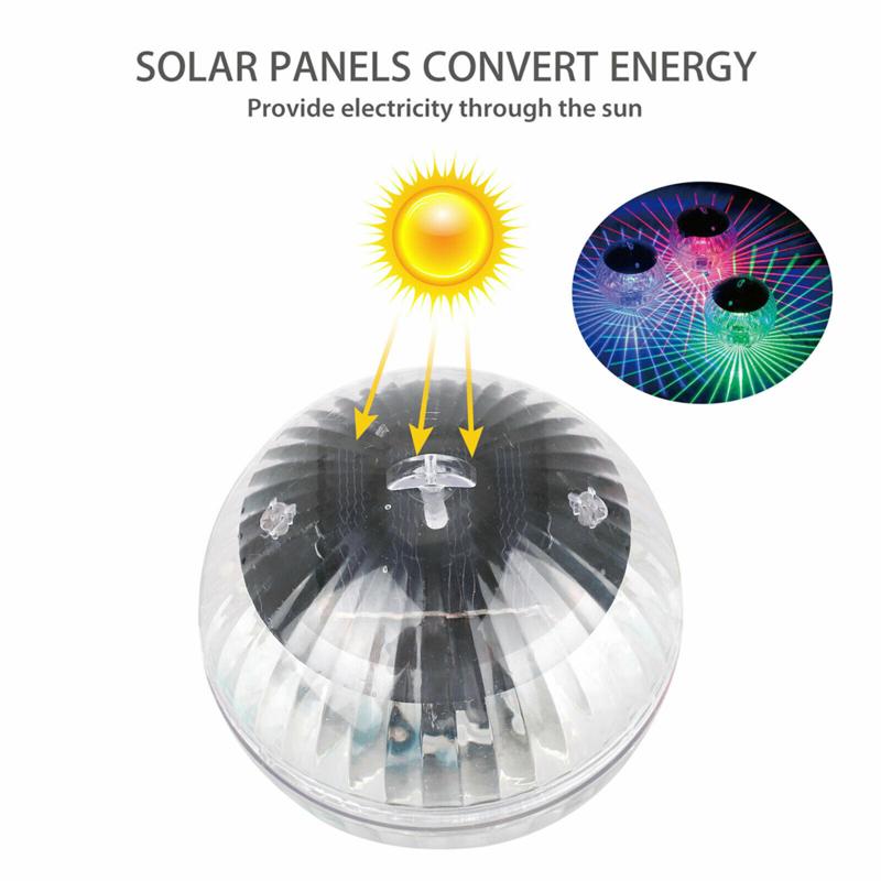 Outdoor Solar Led Floating Light Garden Pond Pool Lamp Rotating Rgb Color Changing Light For Indoor