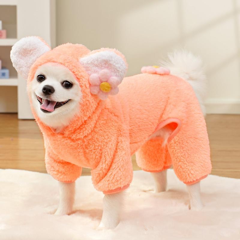

Pet Dog and Cat Clothes for Autumn and Winter, Fleece Dog Four-legged Clothes, Panda Transforms Into Teddy, Bichon Frise XXL оранжевый/розовый