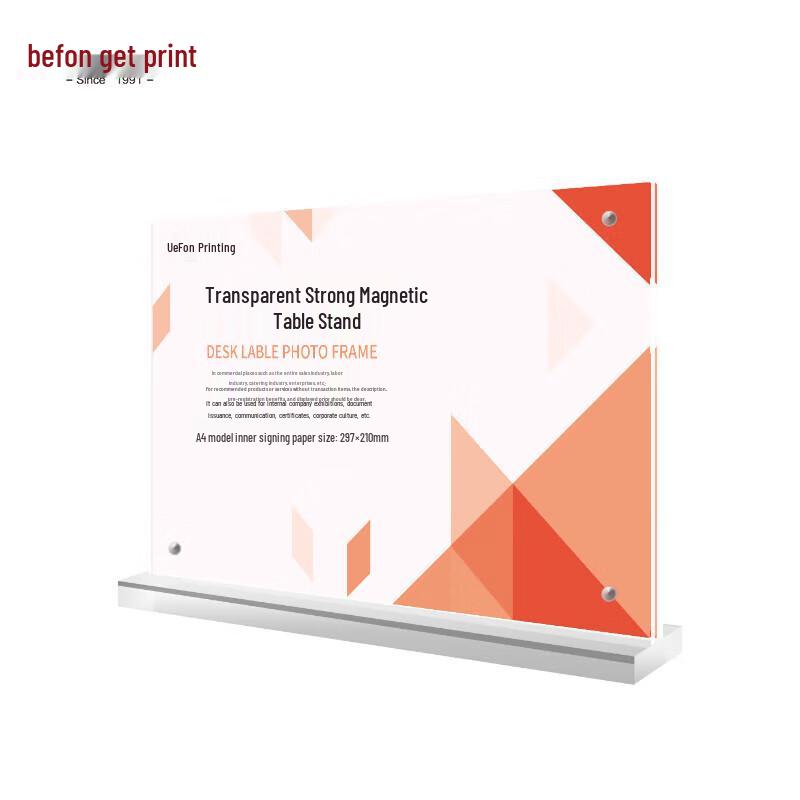 Getin T-Shape A4 Horizontal Acrylic Table Sign 297x210mm