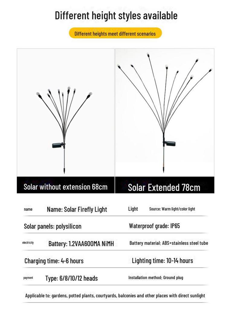 Solar Firefly Garden String Lights - Outdoor Lawn & Landscape Decoration Lighting