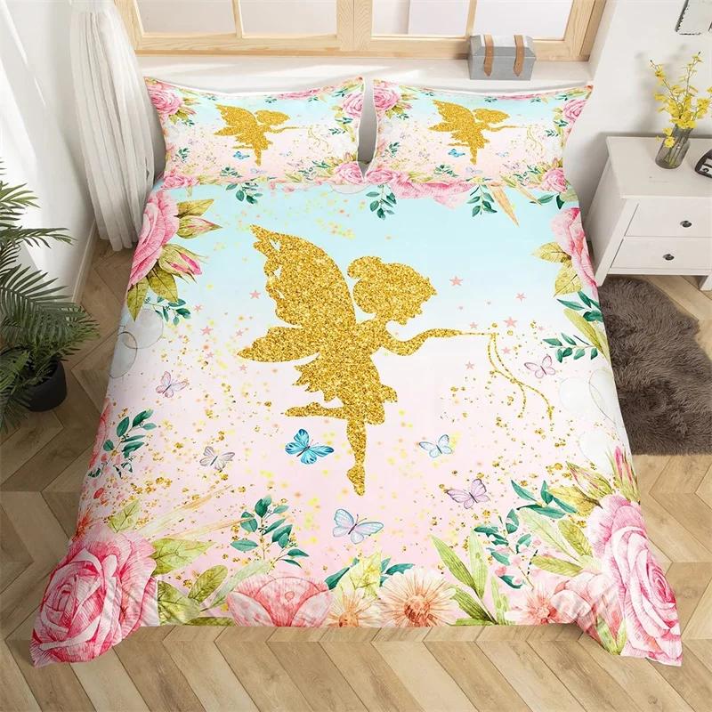 Comforter Ballet Ballerina Rose Flower Bedding Set Cute Little Dancers Comforter Twin King For Girl Gymnastics Lover