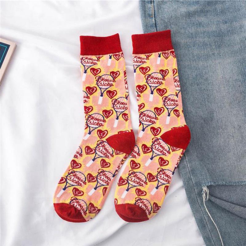 Lolita Mid-Calf Graffiti Kitten Socks - Trendy Japanese Illustration for Autumn/Winter