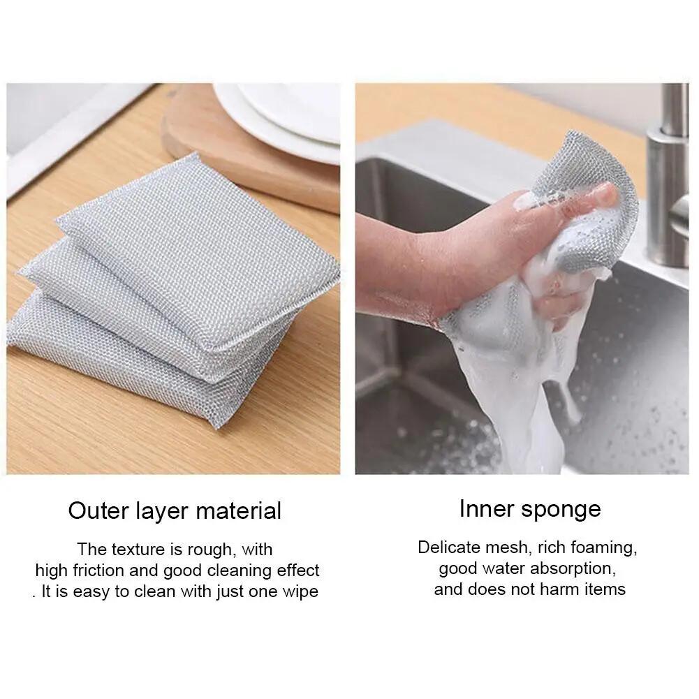 Ocelový drát Houba na mytí nádobí Oboustranná čisticí houba Nepřilnavá olejová kuchyňská utěrka na nádobí Opakovaně použitelný domácí čisticí nástroj