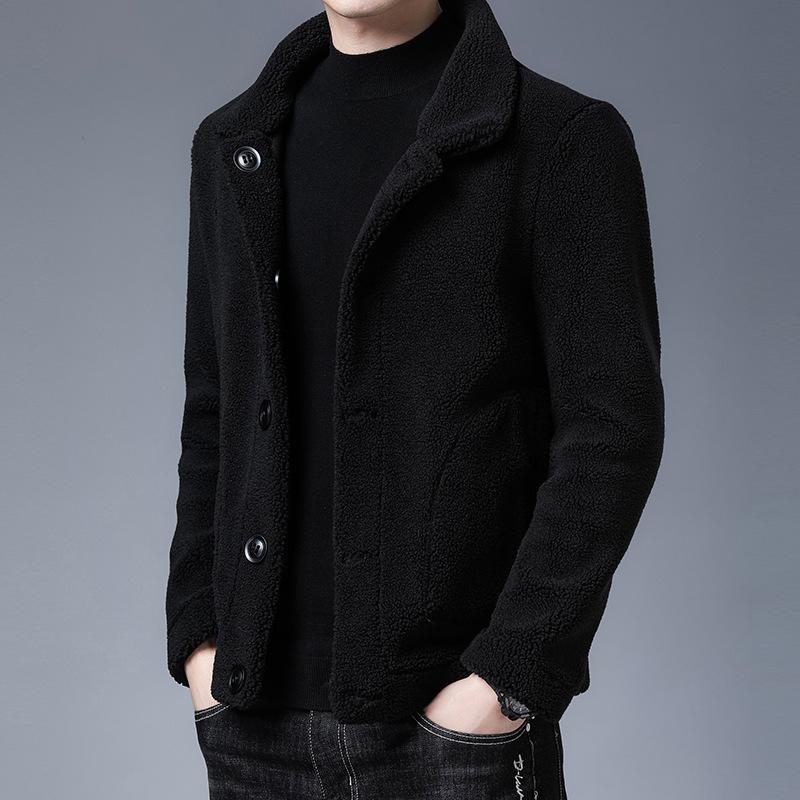 New Fur One Double-sided Wear Sheep Shearling Thickened Warm Korean Pellet Fleece Men's Jackets