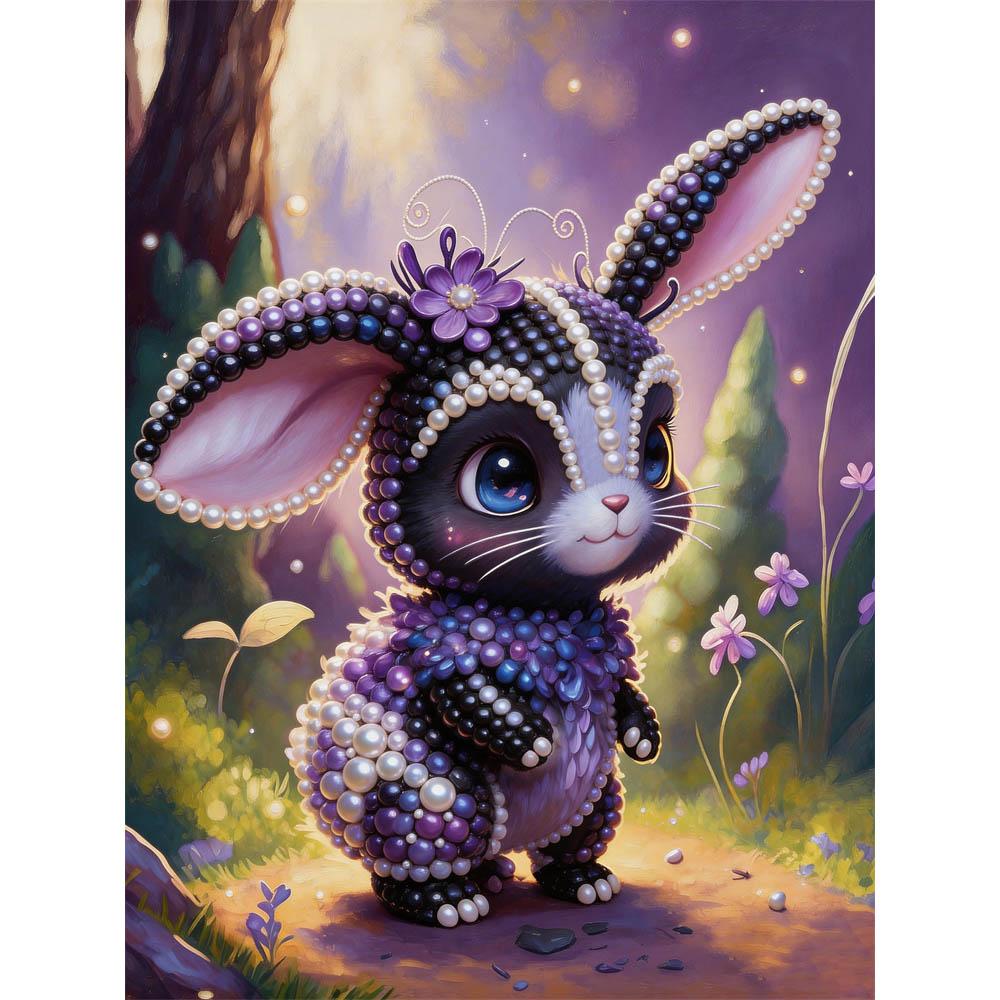 

Набор для настенного искусства 5D «Маленький черный кролик и жемчуг» 30x40 см Без рамы Сделай сам Жемчужная алмазная живопись Цветочная gem-art для гостиной/спальни Домашний декор стен 30x40cm