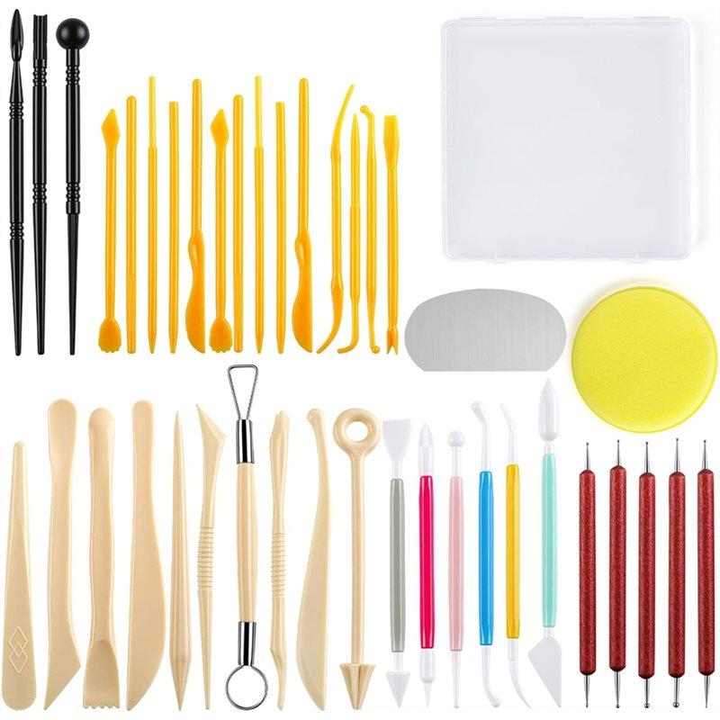 

SHGO-Air Dry Polymer Clay Tools, 40PCS Clay Tools Kit For Kids And Adults, Pottery Tools For Clay Sculpting, Clay For Dotting