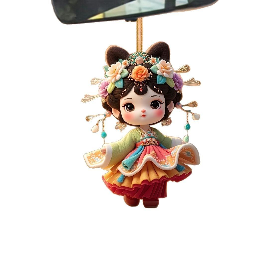 Cute Ancient Costume Girl Pattern Acrylic Pendant For Creative Auto Accessories