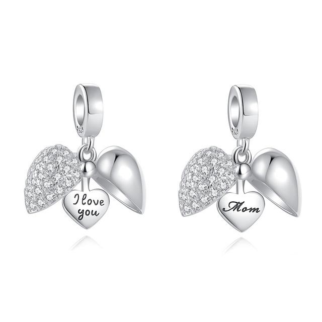 Summer New Open Heart I Love You Nan Dad Diy Bead Fit Original Charms Silver 925 Bracelet Jewelry Women Acessories