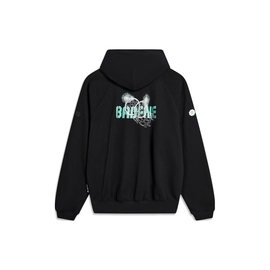 Li Ning Badfive Letter Print Hoodie Unisex Hoodies Black AWDTC89-4