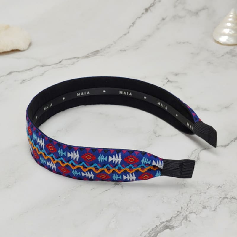 MAIA Stirnband mit geometrischem Muster - Blau