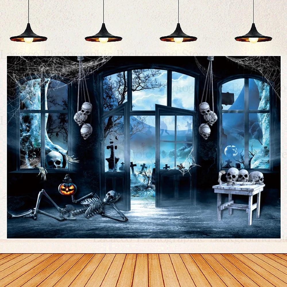 Graveyard Skull Background Ghosts 2025 Halloween Party Horror Night Theme Wall Decoration Banner Baby Backdrop Studio Photo Prop