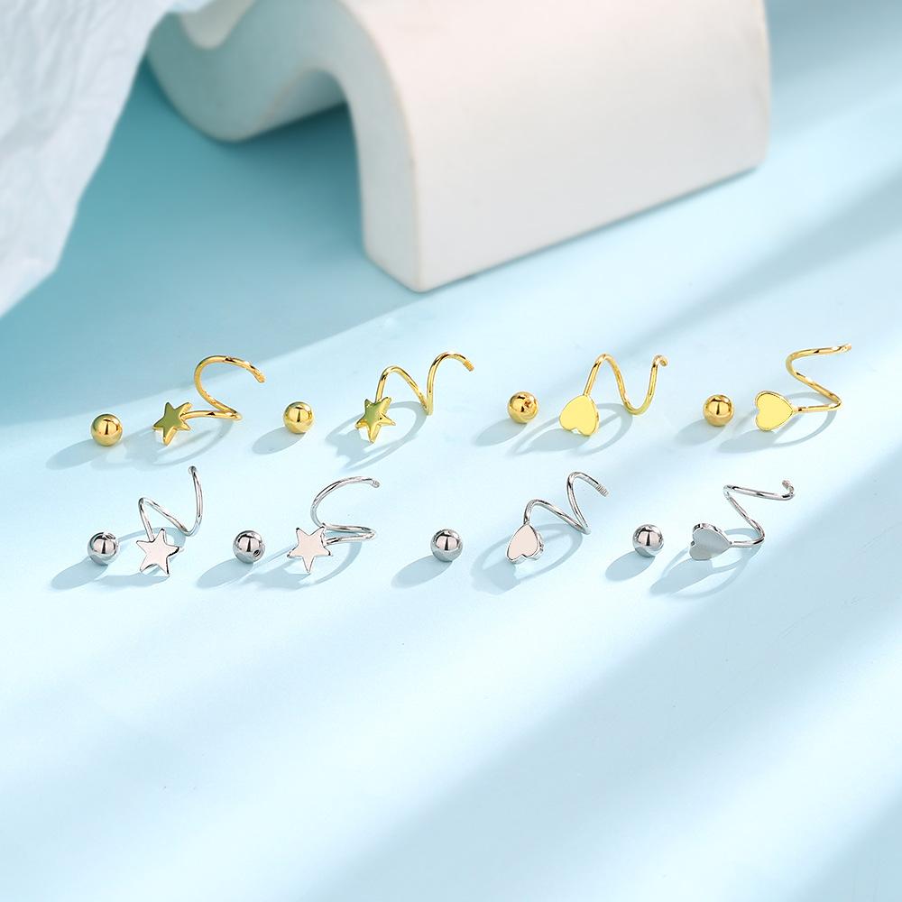 Star Thread Stud Earrings Women'S Niche Versatile Literary And Fresh Spring Design Glossy Love Screw Buckle Earrings