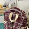 Contrast Color Plaid Backpack Women's Large Capacity Backpack Student Schoolbag