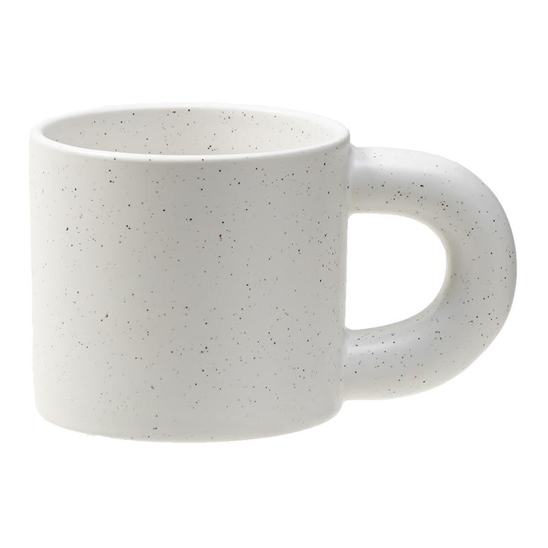 Минималистичная белая чашка с кунжутным узором, чашка с толстой ручкой, керамическая кружка, бытовая чашка, чашка для воды, кофейная чашка большой емкости 270ML