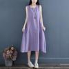 202 Artistic Sleeveless Cotton Linen Double-Layer Summer Dress