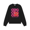 Relaxed Fit Cotton Sweatshirt With Heart Print Long Sleeve Crew Neck Fleece Lined Unisex Winter Casual Top