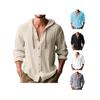 Men's Casual Long Sleeved Shirt, Cotton and Linen T-shirt, Hooded Fashionable Trend, Versatile Loose Fit, Beach Hoodie