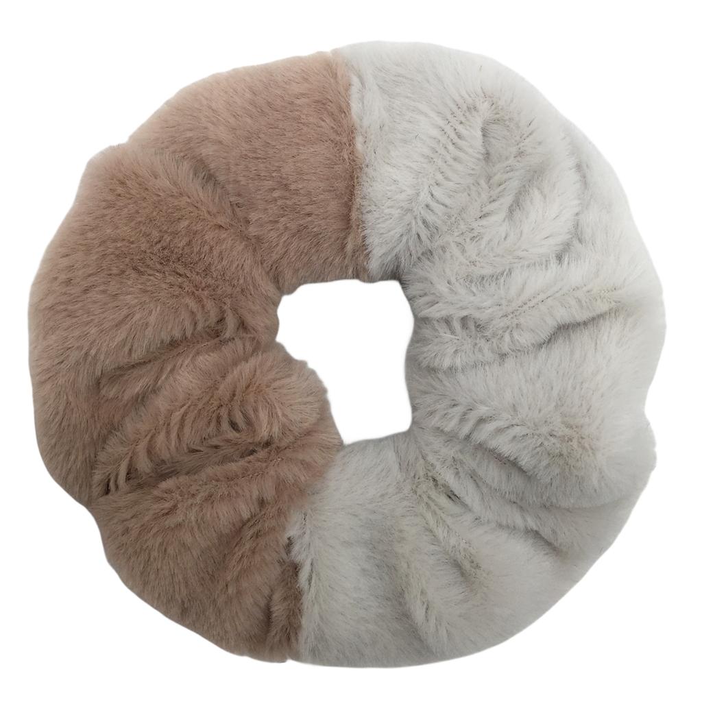6pc Hair Scrunchies Furry Elastic Band Women Girl Ponytail Holder Rubber Ties Accessories Plush Faux Fur Soft Chiffon Headband