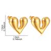 Geometric Texture Irregular Heart Earrings Stainless Steel Huggie Hoop Earrings  For Women