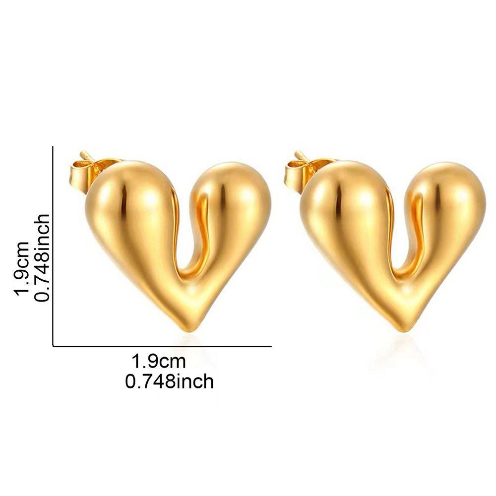 Geometric Texture Irregular Heart Earrings Stainless Steel Huggie Hoop Earrings For Women