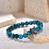 New Black Agate Tiger Eye Stone DIY Bracelet with Personalized Wolf Head Stainless Steel Trendy Men's Beaded Bracelet