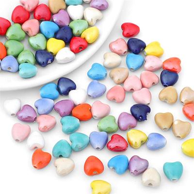 10ks 10x10mm barevné porcelánové distanční korálky ve tvaru srdce pro výrobu náramků DIY šperky