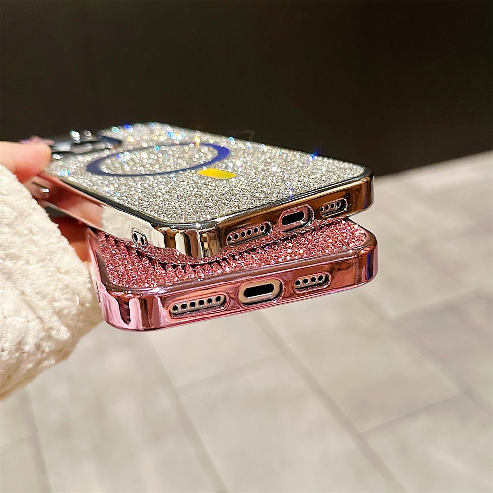 Luxury Laser Diamond Magnetic Case for IPhone 15 Pro Max 11 12 13 14 Plus for Magsafe Wireless Charging Plating Glitter Cover