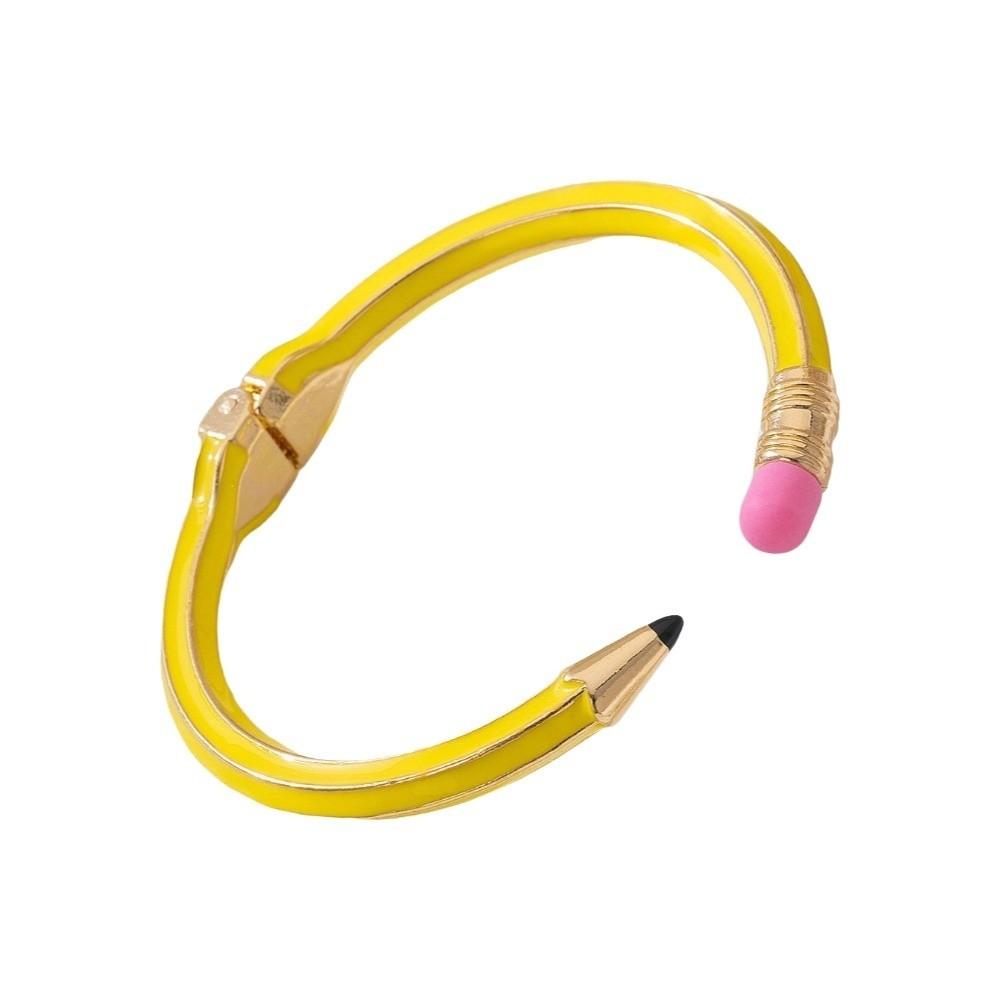 Flexible Spring Hinge Enamel Cuff Bangle Spring Open Band  Quirky Fashion Blogger жёлтый