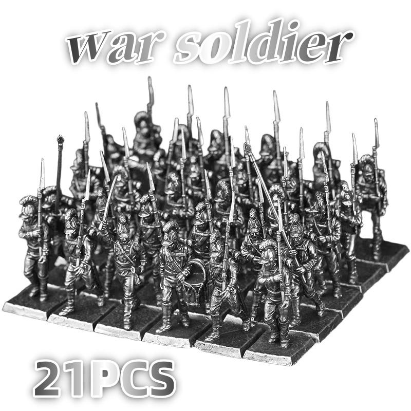 Miniature Napoleonic Wars Soldiers Figures Set Metal Flat Army Men Collection for Home Office Desk Decoration Game Chess Pieces