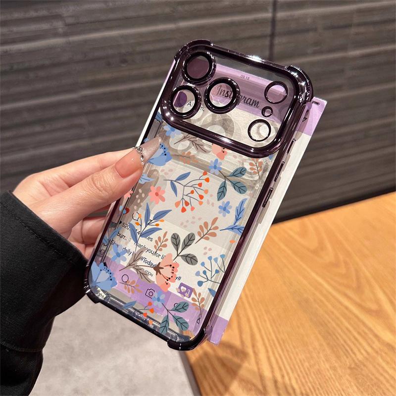 Purple Flowers Leaf Cover For Realme 15T 15 14 13 12 11 Plus Pro 5G C85 C71 C65 C53 C55 C35 C85 C21Y Air-Guard Corners Case Sof