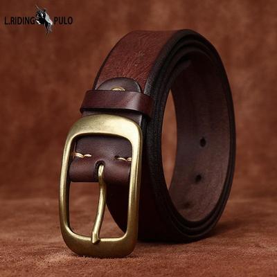 Cintura da uomo Retro Goffrato Personalità Smussata Fatta a mano Cintura da uomo in pelle bovina primo strato Cintura da uomo con fibbia ad ardiglione in pelle Cintura da jeans da uomo