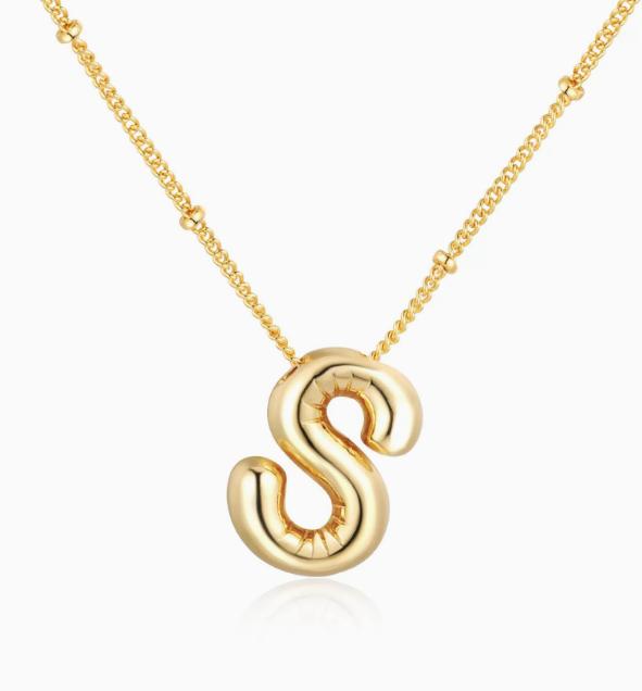 LT-12056 Stainless Steel 18K Gold Balloon Letter Necklace Silver Bubbles 26 English Alphabet Pendants Jewelry
