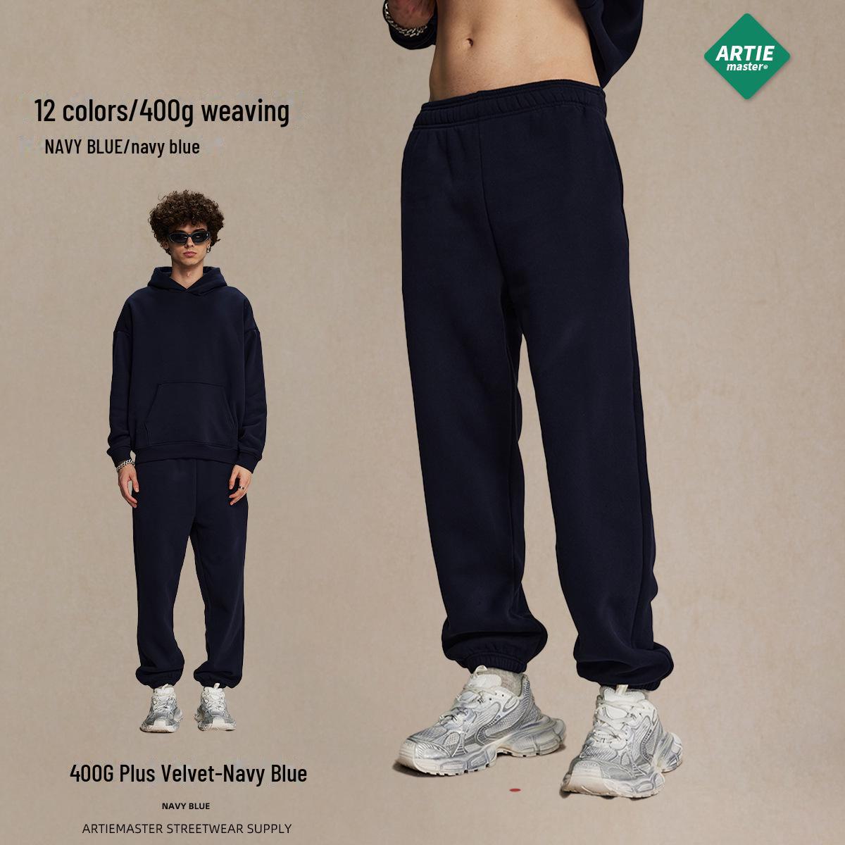 

2024 Зимние плюшевые повседневные брюки из толстого флиса с завязками на шнурке для мужчин и женщин XL темно-синий