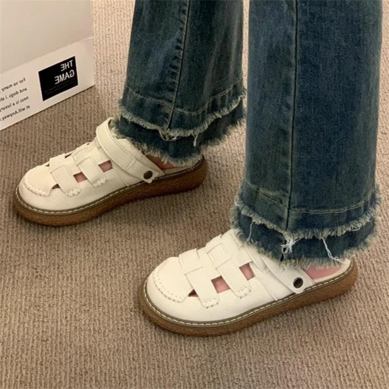 Baotou Breathable Sandals Female Spring and Summer Two Wear Half Flip-flops Outside Wear Single Shoes