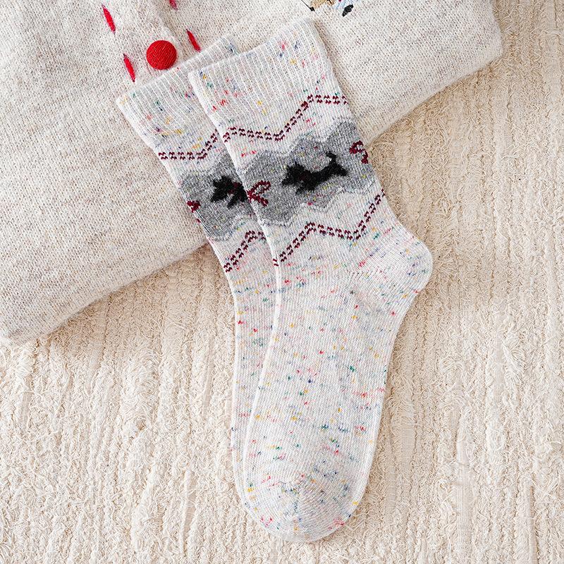 Cute Cartoon Socks Medium Tube Socks Season Thickened Warm Wool Socks Puppy Idea Yarn Stockings