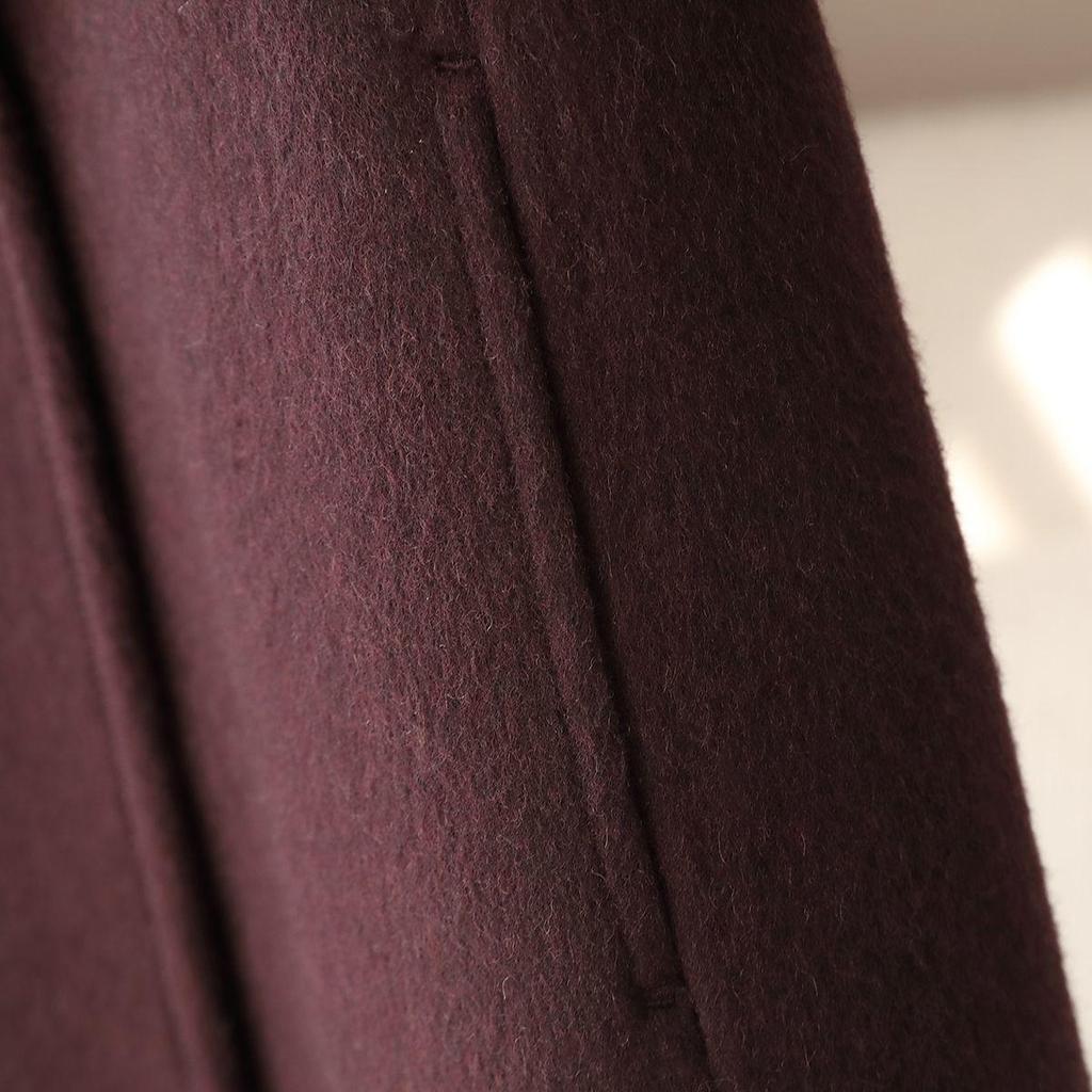 2026 Spring Elegant Double-Breasted Long Wool Coat with Big Lapel for Women