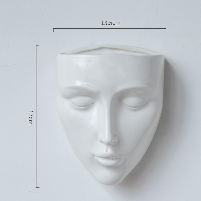 European-style Ceramic Facial Vase Ornament Abstract Art Human Face Flowerpot Vintage Gold Wall-mounted Vase Home Decoration New