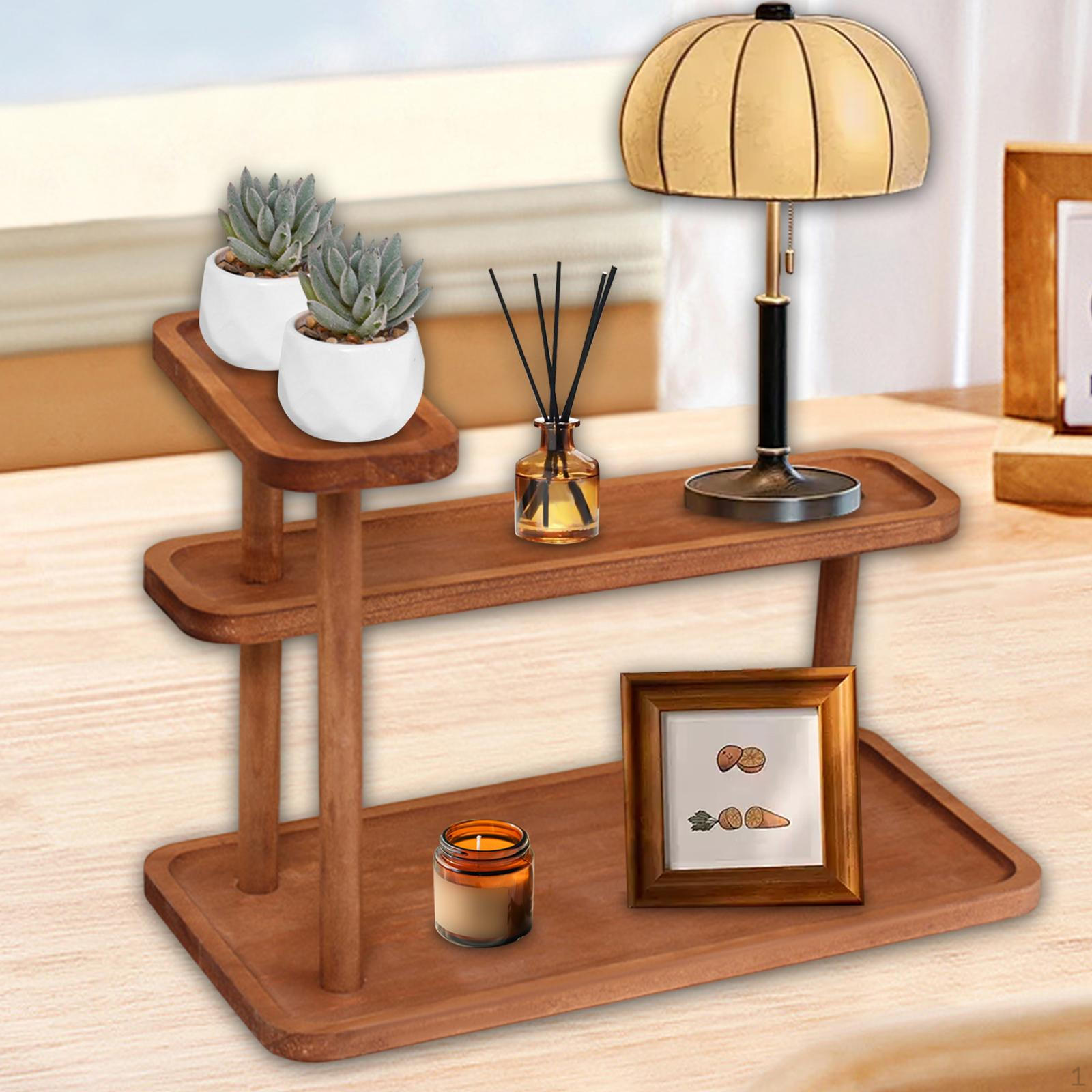 

3 Tier Wooden Spice Rack And Makeup Holder for Various темно-коричневого