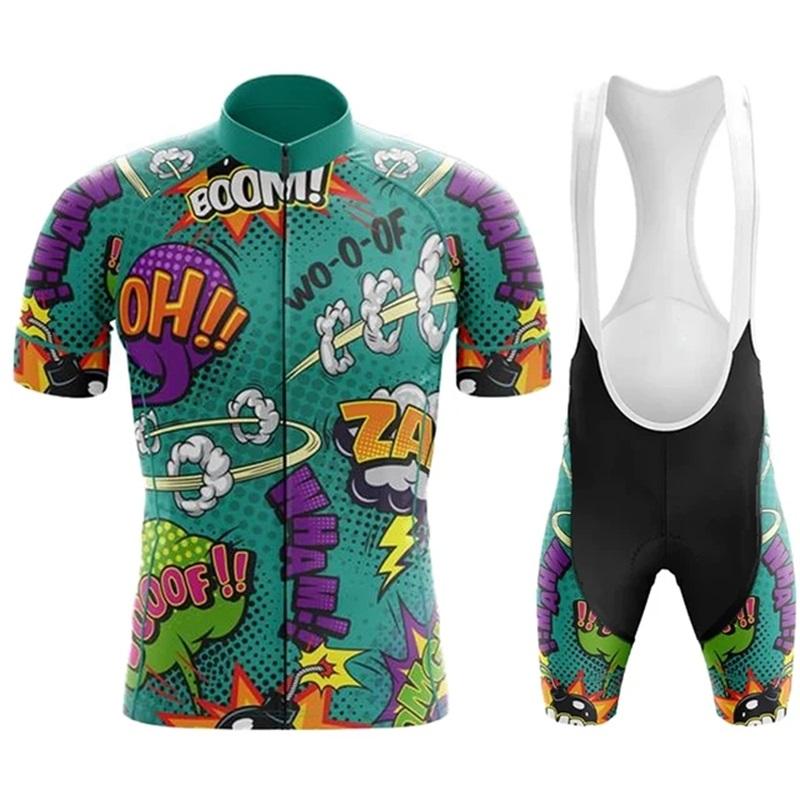 2026 Summer Breathable Cycling Suit Set Pro Team Cycling Clothing Man's MTB Bike Suit Short Sleeve Bike Clothes Ropa Ciclismo Hombre Cartoon