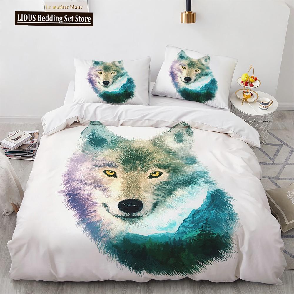 

Комплект пододеяльника Wolf Черный Белый Узор Инь-Ян Волки Дикие Животные Пододеяльник Размер Кинг Куин Для Постельного Белья Для Мальчиков EU single(135x200cm)