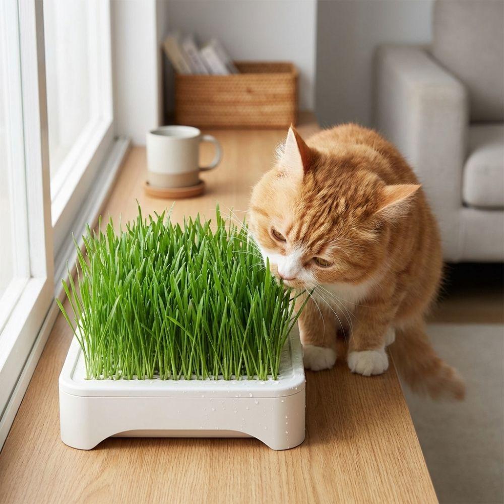 Anti-Pull Out Cat Grass Planter Self-planted Tray Wheat Seedling Pot Growth Planter Indoor Growing