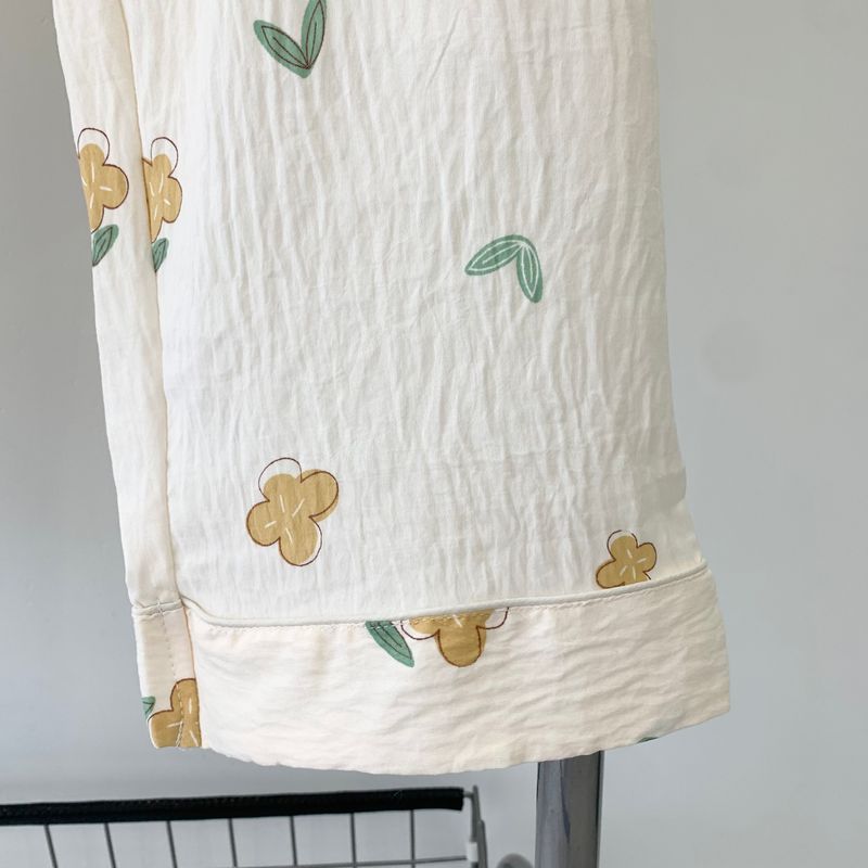 Cloud Cotton Pajamas Short Sleeve Pants Women's Two-piece Set Cotton Yarn Spring and Summer Home Wear Student Cute Cardigan Confinement Clothing
