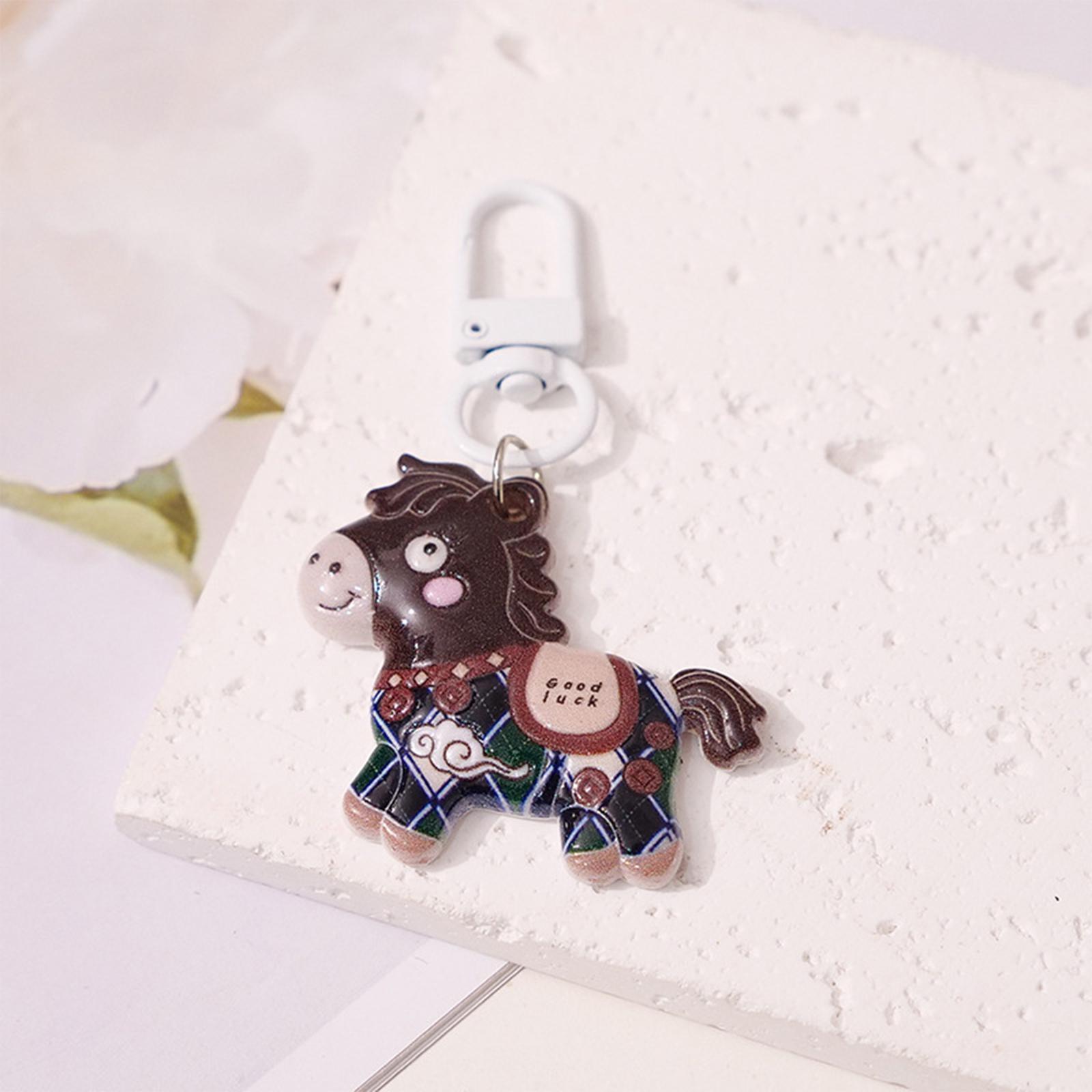 

New Year Cartoon Horse Resin Keychain One Size