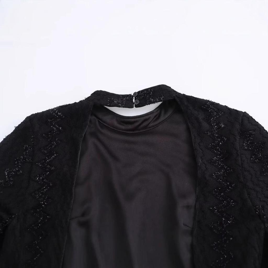 2024 Women's European & American Fashion Simple Stand-Up Collar Long Sleeve Evening Dress